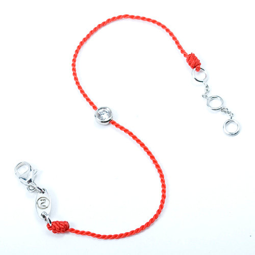 Red Nylon "NuO Neat" 14K White Gold Bracelet